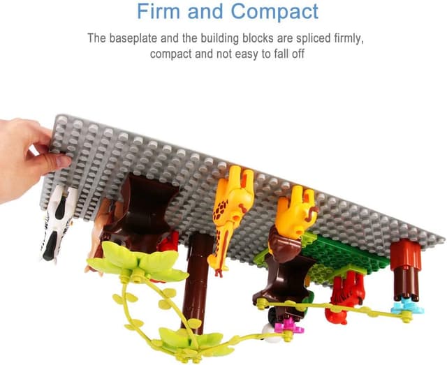 Detalle 2 de Lekebaby Classic 10" x 10" Baseplates (Pack of 12) in Grey, Compatible Building Brick Base Plates