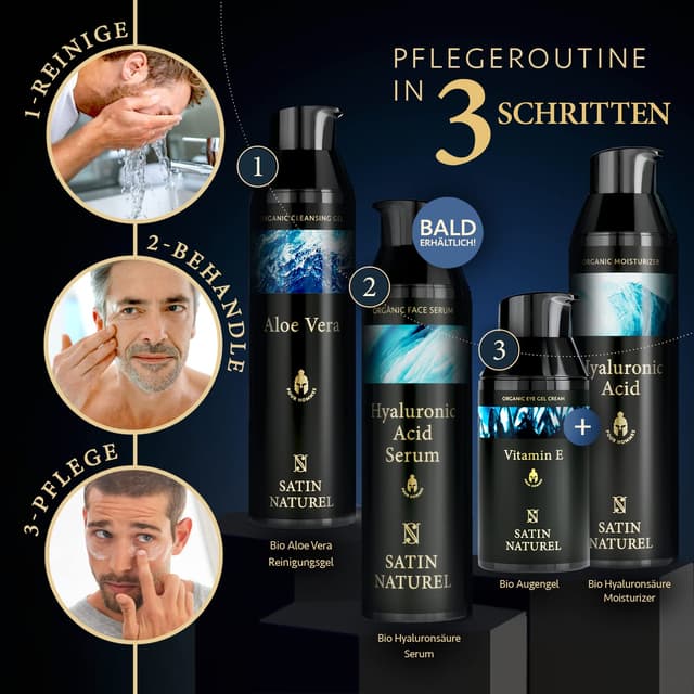 Detalle 2 de Satin Naturel Augencreme 30 ml mit Hyaluron, Vitamin E & Arganöl (vegan) – kühlende Pflege gegen müde Haut und Augenringe
