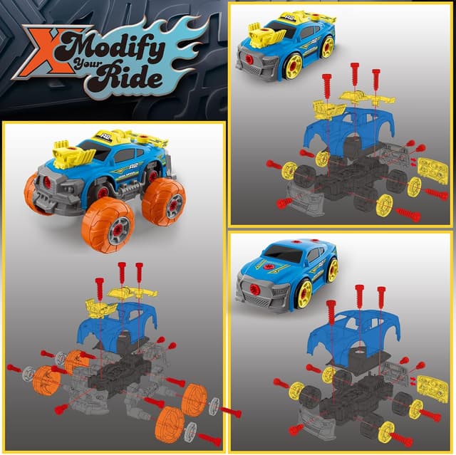 Detalle 2 de Pup Go Modellini Auto 3-in-1 da costruire (46 pezzi) con trapano elettrico e cacciavite manuale per 3-5 anni, blu