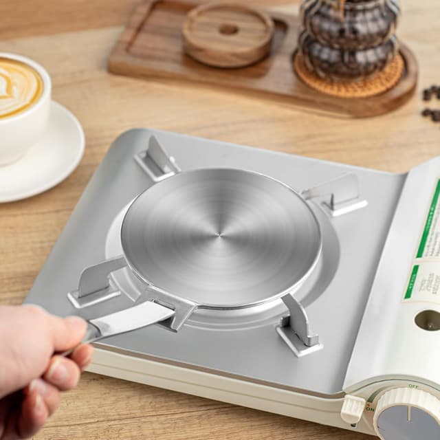 Detalle 2 de shoxil Induktionsadapterplatte (13 cm) mit abnehmbarem Griff – für nicht magnetisches Kochgeschirr