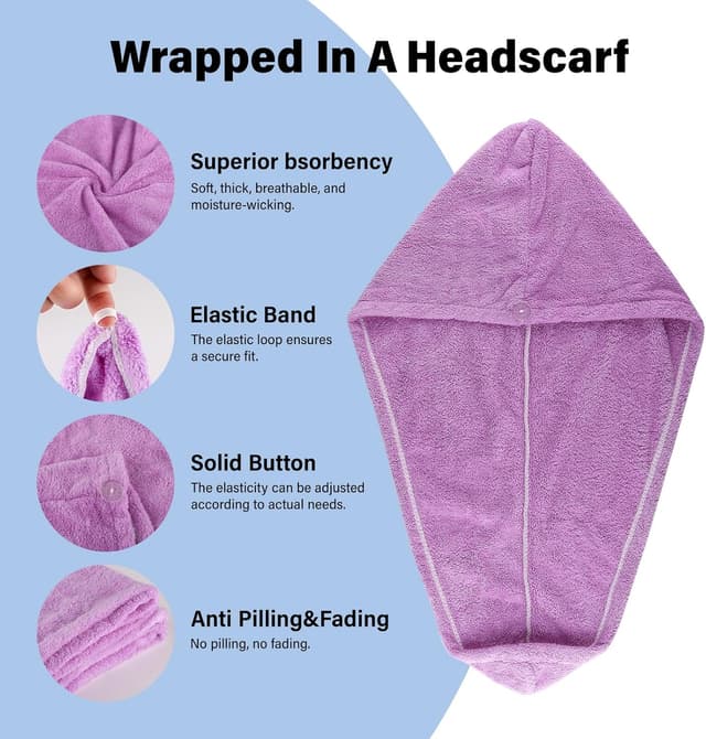 Thumbnail 6 de Lafefe 3 Pack Microfibre Hair Towel Wraps 3‑pack