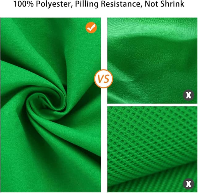 Detalle de Vevelux 3 x 3 m Green Screen Backdrop (10 x 10 ft) with 4 Spring Clamps & 4 Anti-Wrinkle Clips