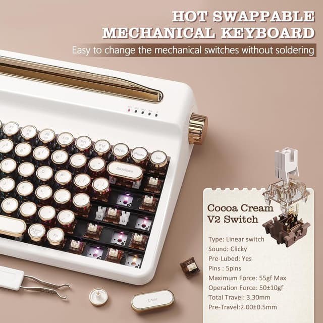 Thumbnail 4 de YUNZII QL75 Retro Mechanical Keyboard 2.4GHz