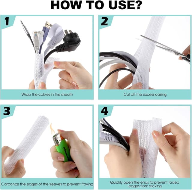 Thumbnail 6 de AGPTEK 6 m Kabelschlauch (15–25 mm) selbstschließend – flexibler Kabelmantel für Kabelmanagement am Schreibtisch