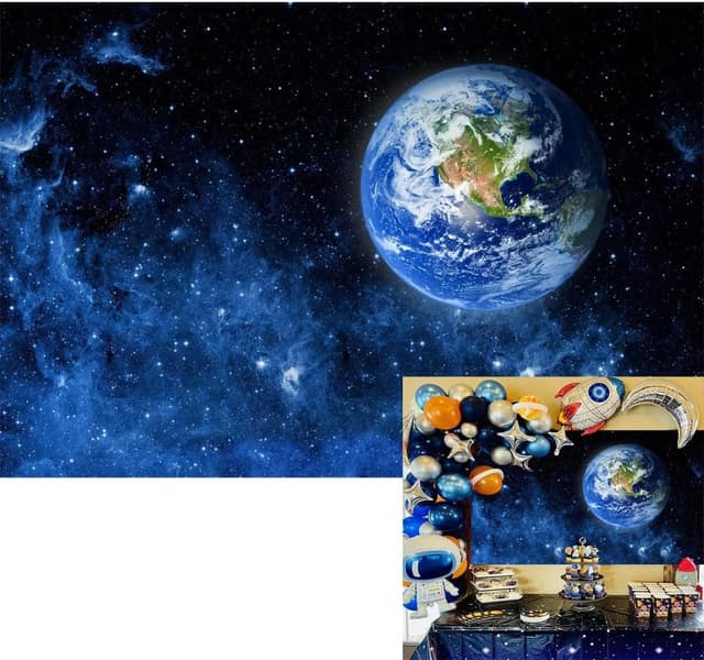 Detalle 2 de CORFOTO Fabric 10x8ft space-themed backdrop for photo booths, events and room decoration