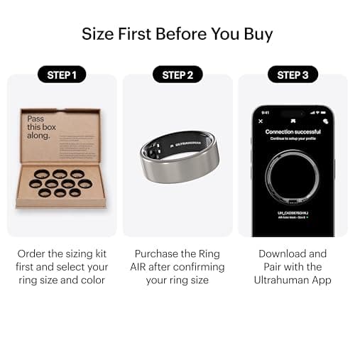 Detalle de ULTRAHUMAN Ring Air (10, Titanio Crudo): anillo inteligente sin suscripción para sueño, actividad y salud femenina