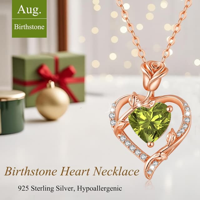 Detalle de Collier cœur et rose en argent 925 MISUMOR