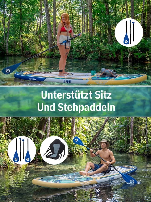 Thumbnail 6 de niphean (Extra Groß) Stand Up Paddling Board für 2+1 Personen, SUP für Anfänger mit StabilTrac, wasserdichte Handyhülle