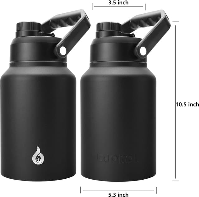 Detalle de BJPKPK 64 oz Insulated Water Bottle (Half Gallon) with Ergonomic Handle, Leak-Proof BPA-Free Stainless Steel Jug