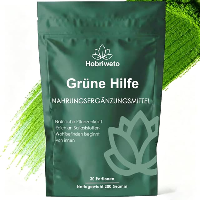 Detalle de Grüne Entgiftungspulver (200 g) – Superfood Green Pulver mit Matcha, Gerstengras, Spirulina & Heidelbeere