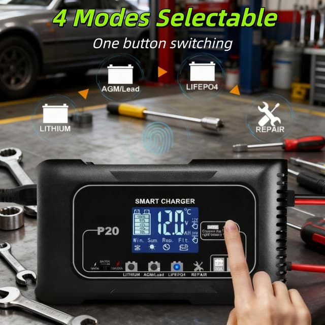 Detalle 2 de Caricabatterie intelligente 20 A P20 4 modalità
