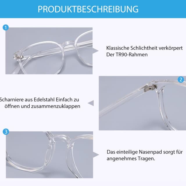 Detalle de Firmoo Blaulicht Brille (TR90, transparent) – Computerbrille mit UV- und Blaulichtschutz für Damen & Herren