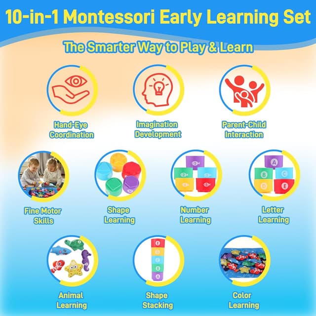 Thumbnail 2 de Montessori Toddler Fishing Game 23PCS 🎲