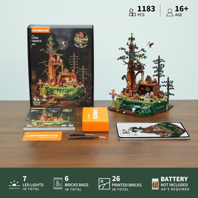 Thumbnail 6 de Lumibricks Sequoia Banditenlager Western-BAU-Set mit LED – 1.183 Teile, Redwood-Versteck