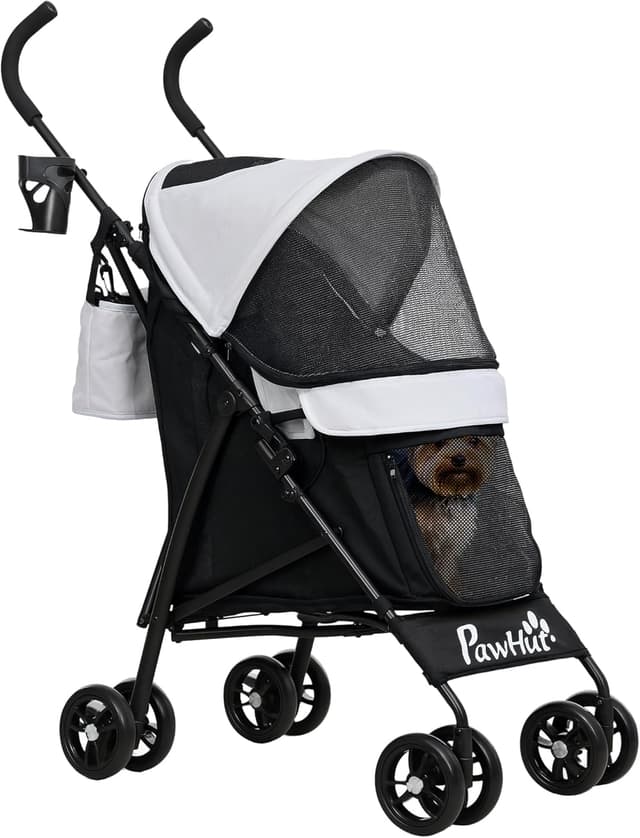Detalle de PawHut Poussette chien 4 roues légère 4 kg