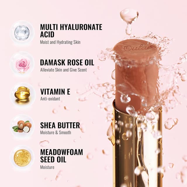 Detalle de Oulac Braun pflegender Lippenstift Matte mit Satin-Finish – cremige, vegane Satin-Matt-Farbe SG04 Be Mine (4 g)