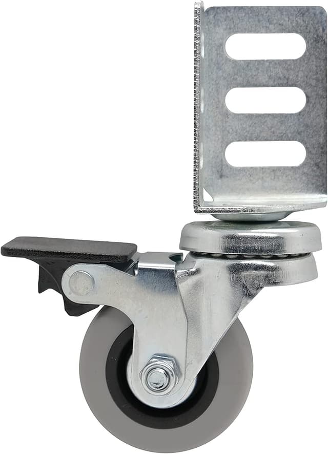 Detalle de Shepherd Hardware 8126E - Rotelle ad angolo girevoli in gomma termoplastica grigia con freno, set da 4