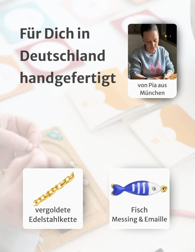 Detalle de happymaker Edelstahlkette Damen Gold mit Fisch- oder Krebs-Anhänger (18k vergoldet), größenverstellbar & wasserfest