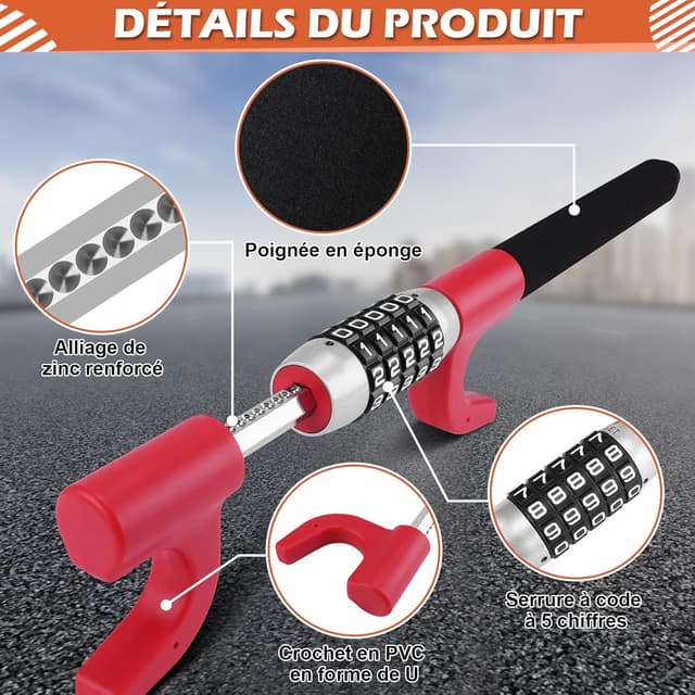 Thumbnail 3 de Tevlaphee Antivol Voiture Barre