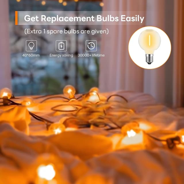 Detalle 2 de FANSANMY Catena luminosa da esterno 15 m, 25+1 lampadine 🌟