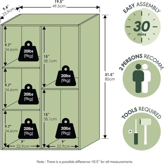 Thumbnail 3 de Furinno Luder scaffale 5 cubi 49,5x80 cm
