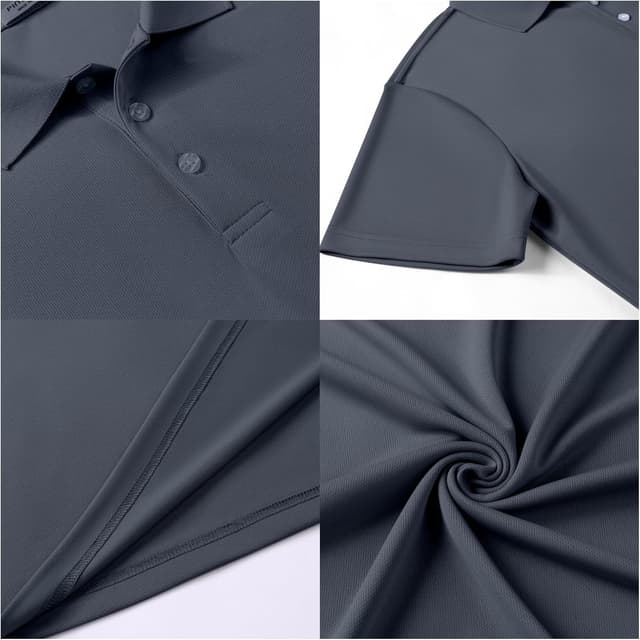 Detalle de PINSPARK Polo da uomo a maniche corte traspirante e ad asciugatura rapida per golf, tennis e fitness