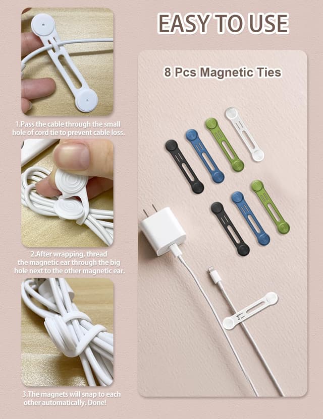 Thumbnail 3 de Kcmell Magnetic Cable Ties 8 Pack