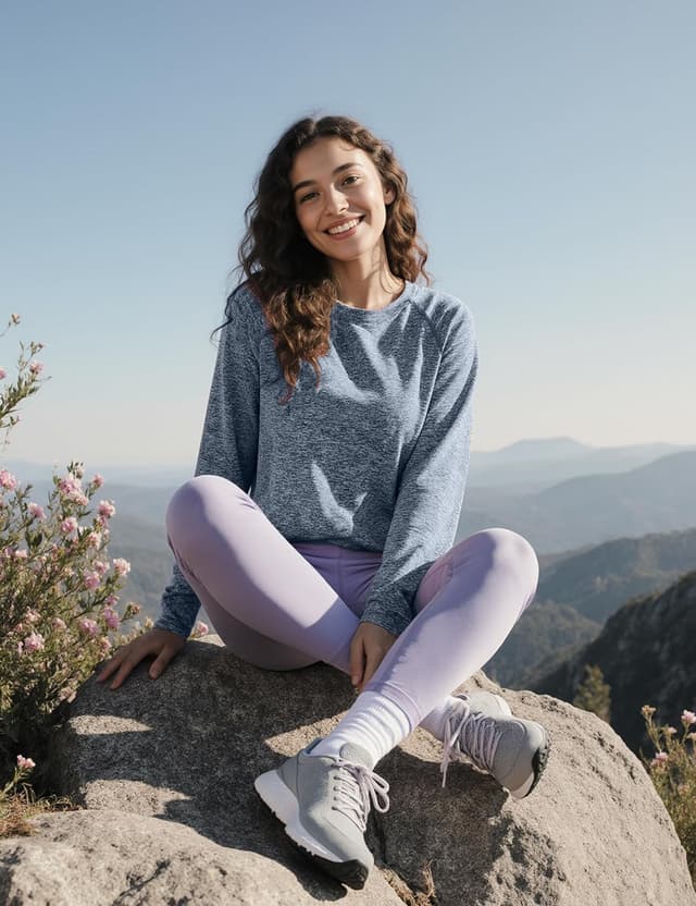 Detalle de Terecey T-shirt sport femme à manches longues col rond, respirant et séchage rapide