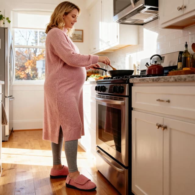 Detalle 2 de HomeTop Women’s Corded Velveteen Adjustable Hook-and-Loop Closed-Back Slippers