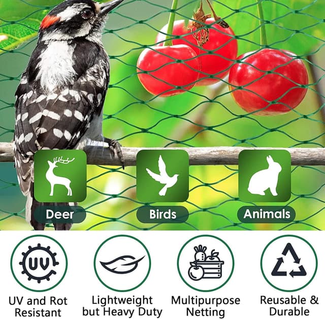 Detalle 2 de 4m x 12m Vogelnetz/Vogelschutznetz engmaschig (15 x 15 mm) in Grün – wetter- und UV-beständig