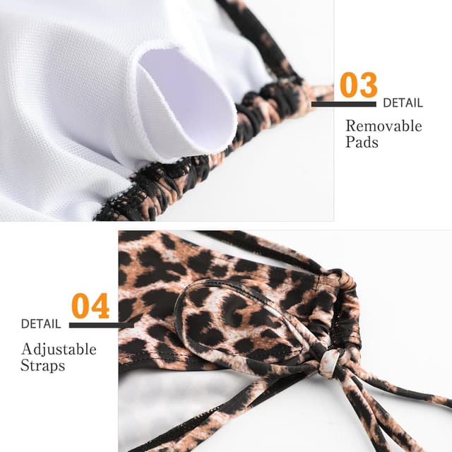 Detalle de Genfien Damen Bikini-Set mit V-Ausschnitt und Triangel-Top – Low-Waist Brasilianischer Stil