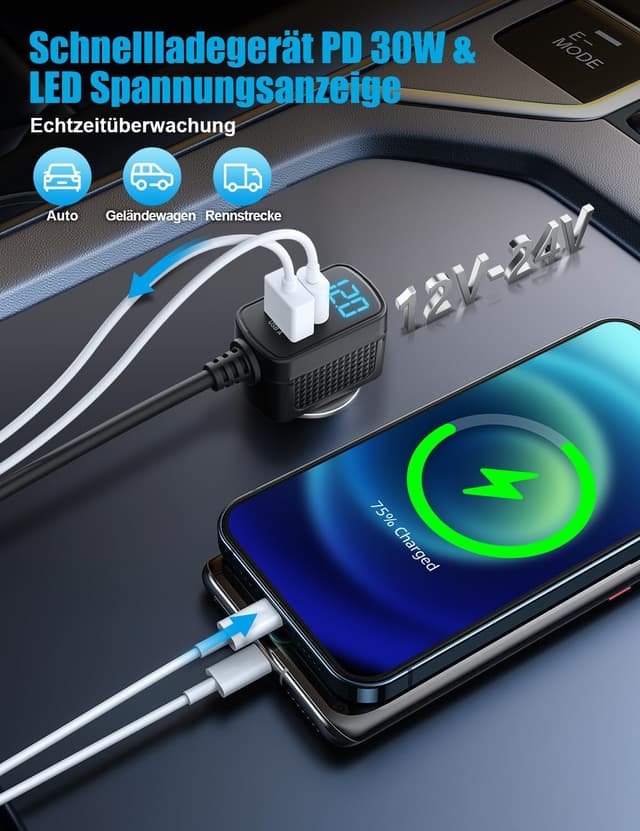 Thumbnail 4 de BESTEK Caricatore Auto 180W 9in1 USB-C PD QC3.0