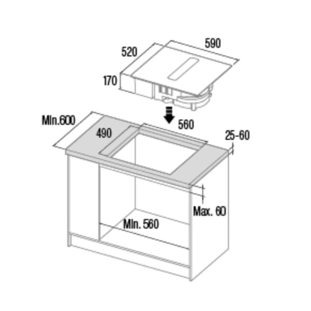 Detalle 2 de Cata IAS 6024 placa de inducción con extractor integrado