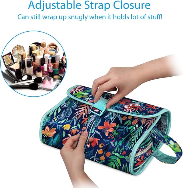 Detalle de Fintie Tragbare Kulturtasche Kosmetiktasche Reisetasche „Dschungelnacht“ (wasserdicht, zum Aufhängen, 28 x 19 x 7,7 cm)