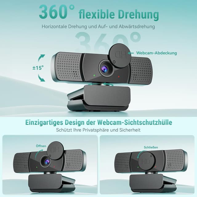 Detalle 2 de YIMONA 2K Webcam 85° Weitwinkel