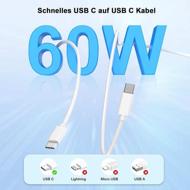 Detalle 2 de FUHAYA iPhone 17/16 chargeur 20 W USB‑C (4-Pack) certifié MFi avec câbles USB‑C vers USB‑C