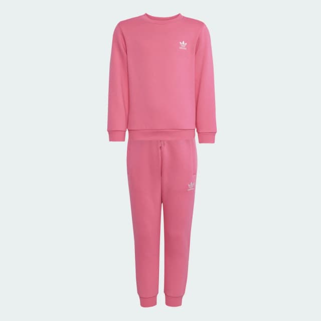 Detalle 2 de Conjunto sudadera cuello redondo y pantalón Adidas para bebé en color rosa