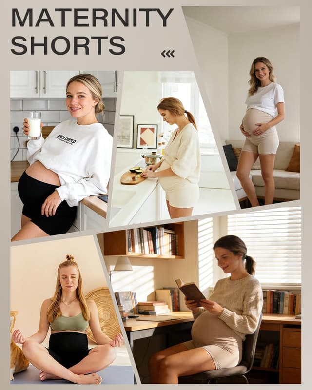 Detalle de Celfaeree 4er Pack Damen-Umstandshose kurze Radlerhose als Schwangerschaftsleggings (Stretch)