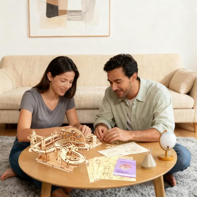 Detalle de IQIETOY 3D Wooden Marble Run DIY Mechanical Puzzle (Age 14+)