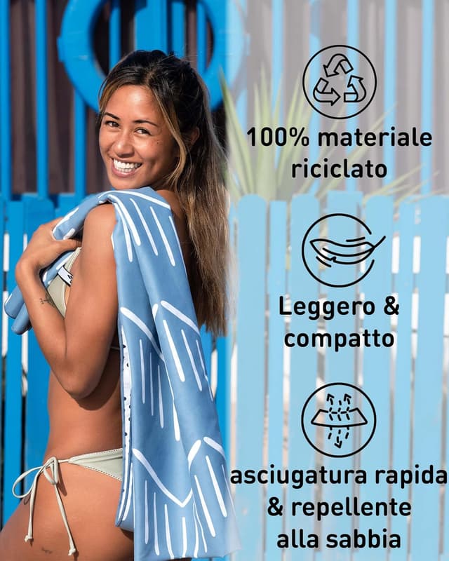 Detalle 2 de Fit-Flip Telo Mare in microfibra 200x90 cm (100% riciclato) ad asciugatura rapida