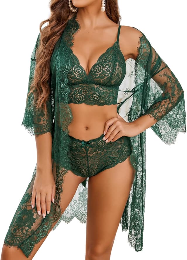 Imagen de Avidlove 3‑teiliges Spitzen‑Dessous Set 3 Teile en OfertitasTOP