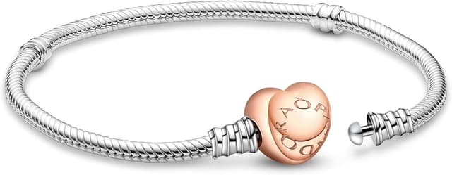 Detalle de APUUESN Sterling-Silber Charms-Armband mit Logogravur (Moments-Serie) – in Silber, von 17 bis 21 cm