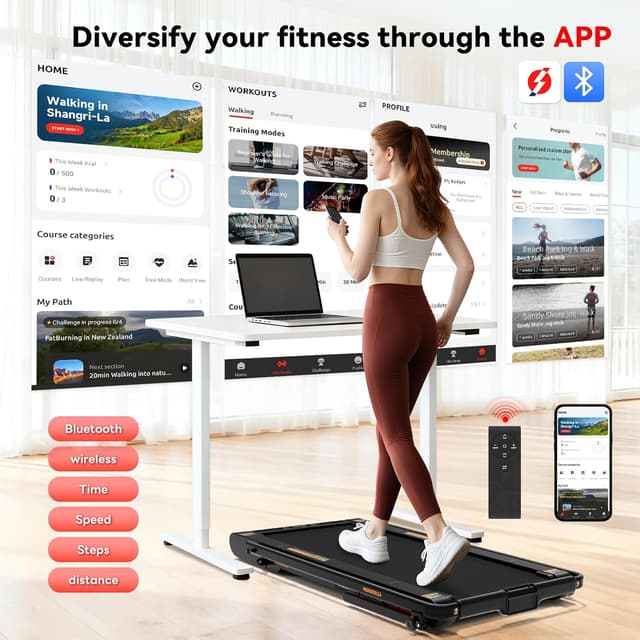 Detalle 2 de Lysole 4 in 1 Walking Vibration Pad (Under Desk Treadmill) with Auto Incline, Remote & App Control