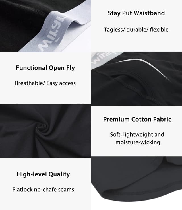 Detalle de wirarpa 4er-Pack Herren-Boxershorts aus Baumwolle mit Stretch und Eingriff