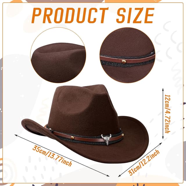 Detalle de ViEinkaufen 2Pcs Cowboy Hats in Black & Brown with Bandana Scarves Western Hat Set