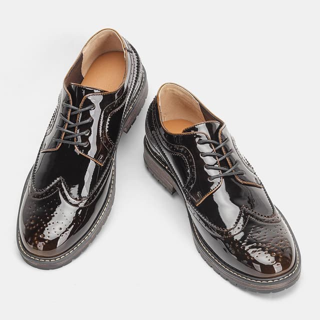 Thumbnail 6 de Harssidanzar Classic Brogue Elastic Band Oxford en cuir verni pour homme