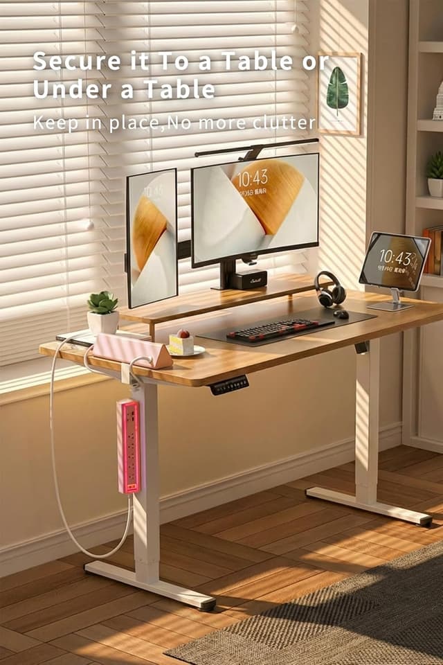 Detalle de NYYTGE Desk Clamp Power Strip with Nightlight, 40W Fast Charging (5 AC Outlets, 10FT Cord)