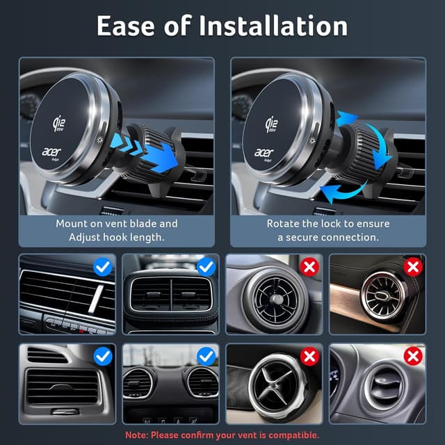 Thumbnail 5 de Acer Qi2.2 25W MagSafe Car Mount Charger