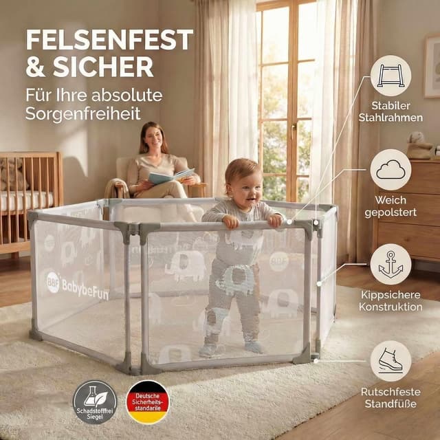 Thumbnail 3 de BabybeFun Laufstall Baby – 6-teilig & erweiterbar