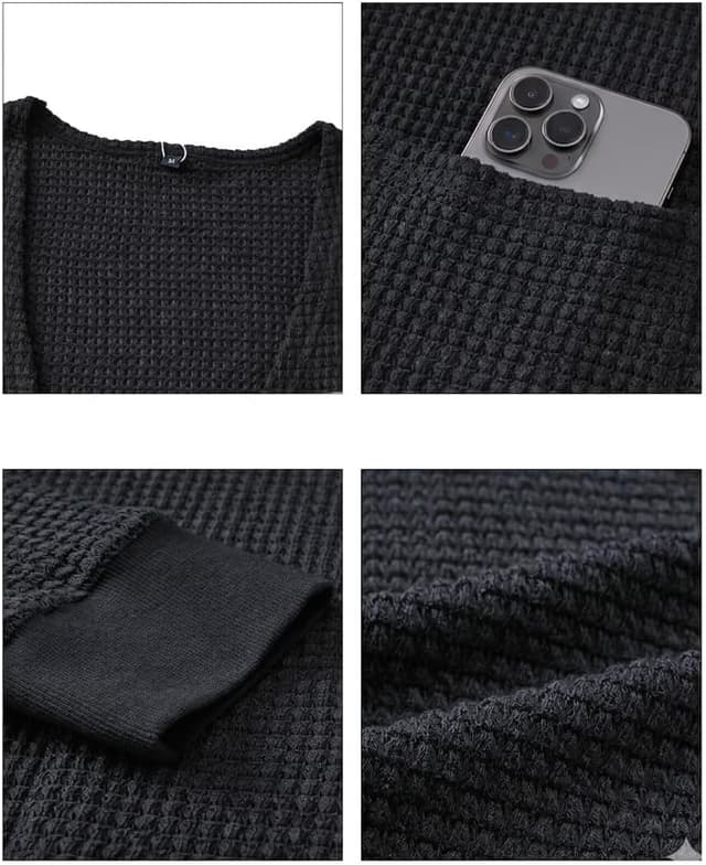 Detalle 2 de GLEENOD Damen-Strickjacke mit Taschen – langarm Casual-Cardigan mit offener Front